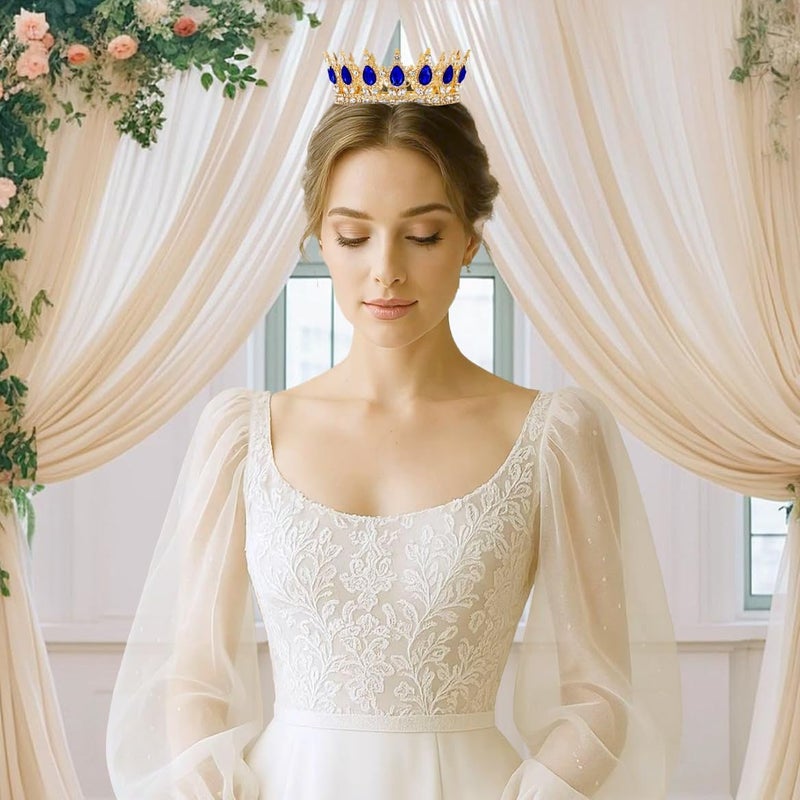 Nackiy Gold Crown for Women, Crystal Queen Tiaras Headband Wedding Bridal Hair Accessories, Birthday Party Prom Cake Topper - Image 5